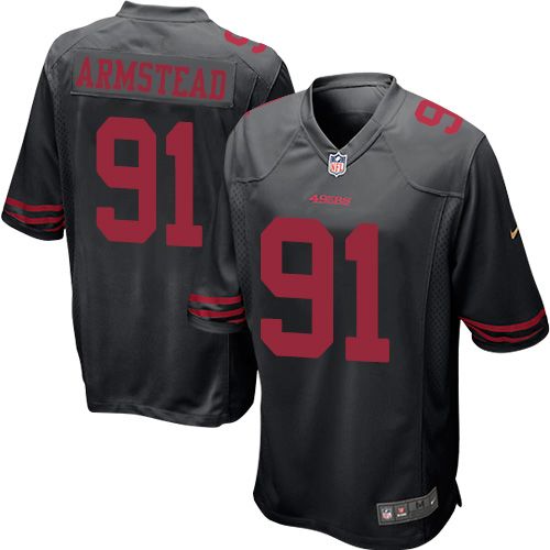 Nike 49ers #91 Arik Armstead Black Alternate Youth Stitched NFL Elite Jersey - Click Image to Close